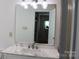 Bathroom with a marble-look countertop vanity and a large mirror with vanity lighting at 14621 Waterside Dr, Charlotte, NC 28278