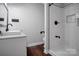 Modern bathroom with white subway tile shower and updated vanity at 2502 Gold Rush Dr, Lincolnton, NC 28092