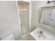 Well-lit bathroom featuring tiled shower, sink vanity, and ample storage space at 3203 Oakdale Dr, Monroe, NC 28110