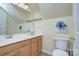 Cozy bathroom featuring vanity with sink, toilet, and decorative wall art at 3632 Cole Mill Rd, Charlotte, NC 28270
