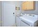 Functional laundry room with washer, dryer, and storage cabinet at 3632 Cole Mill Rd, Charlotte, NC 28270