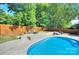 Inviting swimming pool with patio and outdoor seating nestled within lush greenery and a wooden privacy fence at 3632 Cole Mill Rd, Charlotte, NC 28270