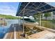 Modern covered boat dock showcasing a boat lift for easy water access at 592 Shoreline Rd, New London, NC 28127