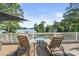 Relaxing deck with lounge chairs offering scenic waterfront views at 592 Shoreline Rd, New London, NC 28127