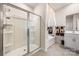Clean bathroom with a glass enclosed shower and a luxurious soaking tub for relaxation at 9037 Remnick Dr, Gastonia, NC 28056