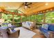 Cozy screened-in porch featuring comfortable seating and scenic backyard views at 9311 St Barts Ln, Huntersville, NC 28078