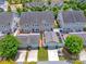 Aerial view of homes, garages, backyards, and patios at 17913 Ragtop Day Ln, Cornelius, NC 28031
