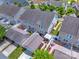 Aerial view of homes, backyards, and patios at 17913 Ragtop Day Ln, Cornelius, NC 28031