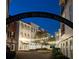 Charming street view with lovely storefronts under the Meeting Street Market archway and decorative outdoor lighting at 2092 Ayrsley Town Blvd, Charlotte, NC 28273