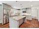 Modern kitchen featuring stainless steel appliances, a kitchen island, and grey cabinetry at 2323 Arden St, Charlotte, NC 28206