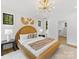 Stylish bedroom with a unique headboard, modern lighting, and neutral decor for a relaxing retreat at 2608 Croydon Rd, Charlotte, NC 28209