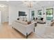 Bright and airy living room featuring hardwood floors, white sofas, and large windows at 2608 Croydon Rd, Charlotte, NC 28209