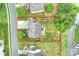 Aerial view of property showcasing the house, backyard, and surrounding landscape with a red property outline at 3029 Allendale Dr, Fort Mill, SC 29707