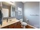 Bathroom features a wood vanity, neutral paint, and a mirror at 3029 Allendale Dr, Fort Mill, SC 29707