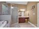 Beautiful bathroom featuring a large soaking tub, a walk-in shower, and dual vanities at 3610 Providence Mill Rd, Maiden, NC 28650
