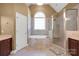 Spa-like bathroom features a soaking tub, glass-enclosed shower, and stylish tile work at 3610 Providence Mill Rd, Maiden, NC 28650