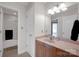 Bright bathroom with tile floors, a tub/shower combo, and a wood vanity at 3610 Providence Mill Rd, Maiden, NC 28650