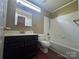 Functional bathroom with a vanity, medicine cabinet, combination shower and bathtub at 3898 Longwood Sw Dr, Concord, NC 28027