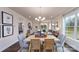 Inviting dining area with natural light, stylish chandelier, and views of the outdoors at 4230 Steel Way, Sherrills Ford, NC 28673