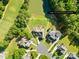 Aerial view of the property, showcasing the backyard with water views and the surrounding neighborhood at 458 Inverness Pl, Rock Hill, SC 29730