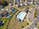 Aerial view of the neighborhood showcasing the community pool, playground, and Gathering homes in a desirable location at 7112 Irongate Dr, Indian Land, SC 29707