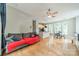 Open-concept living area with modern kitchen, dining area, and comfortable seating at 738 Garden District Dr, Charlotte, NC 28202