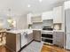 Modern kitchen with stainless steel appliances, quartz countertops, and convenient island seating at 100 N Laurel Ave # 107, Charlotte, NC 28207