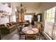 Cozy living room with an open floor plan, featuring a dining area, comfortable seating, and abundant natural light at 14406 Gadwall Ct, Charlotte, NC 28273
