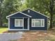 Charming blue home with white trim, black shutters, and a cozy front porch at 2123 W Sixth Ave, Gastonia, NC 28052