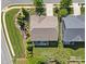Aerial view of the home highlighting the lush landscaping, backyard, and proximity to the sidewalk at 300 Hidden Cove Ln, Matthews, NC 28104