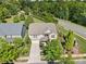 Aerial view of a lovely home surrounded by mature trees, showcasing its curb appeal and neighborhood setting at 300 Hidden Cove Ln, Matthews, NC 28104
