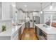 Modern kitchen featuring white cabinets, stainless steel appliances, and a bright, open layout with hardwood floors at 423 State St, Charlotte, NC 28208