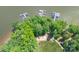 Aerial shot of community showcasing waterway access and other neighborhood amenities at 5727 Lavaux Ct, Charlotte, NC 28214