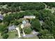 Aerial view of 105 Chippewa Trail property with pool, spacious lot, and tree-lined surroundings in China Grove, NC at 105 Chippewa Trl, China Grove, NC 28023