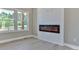 Close-up of the modern electric fireplace and the shiplap surround at 115 Falling Creek Dr, Statesville, NC 28625