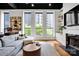 Bright living room featuring large windows with city views, comfortable seating, and hardwood floors at 127 N Tryon St # 404, Charlotte, NC 28202