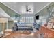Bright bedroom with hardwood floors, ceiling fan, and large window with shutter blinds at 1328 Somersby Cir, Gastonia, NC 28054