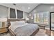 Primary bedroom featuring a vaulted ceiling and a large window at 1328 Somersby Cir, Gastonia, NC 28054
