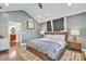 Primary bedroom featuring wooden accents, light-gray walls and vaulted ceiling at 1328 Somersby Cir, Gastonia, NC 28054