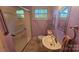The full bathroom features a stand up shower, sink, toilet and decorative towel rack at 133 Pine State Rd, Troutman, NC 28166