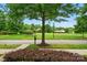 Community park view with mature trees, green space, and walking path, perfect for outdoor activities at 15714 Laurel Oak Cres, Davidson, NC 28036