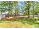 Expansive backyard featuring a privacy fence, mature trees, and lush lawn at 2020 Olde Towne Dr, Monroe, NC 28110