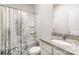 Bathroom featuring a shower/tub combo and a granite countertop vanity at 2030 Lanza Dr, Charlotte, NC 28215