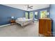 Primary bedroom featuring blue walls, carpet, and many windows providing natural light at 3615 Alamito Ln, Charlotte, NC 28214