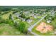 Aerial view of a residential neighborhood featuring well-manicured lawns and diverse housing styles, surrounded by lush greenery at 5052 Swinging Bridge Rd, Conover, NC 28613