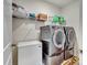 Well-organized laundry room features modern washer, dryer, and ample storage shelving for supplies at 6381 Trinity Crossing Cir, Kannapolis, NC 28081
