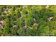 Aerial view showcasing a neighborhood nestled amongst lush green trees and tranquil streets at 9927 Raddington Ln, Charlotte, NC 28269