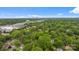Scenic aerial view showcasing the property near the cityscape, nestled among lush greenery and mature trees at 1014 Vandalia Dr, Charlotte, NC 28212