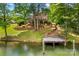 Spacious backyard with a private dock, fire pit, and water access, ideal for lakefront living at 141 Ridge Top Rd, Mooresville, NC 28117