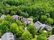 Aerial shot of a home nestled among lush green trees in a tranquil neighborhood at 201 Mills Ln, Fort Mill, SC 29708
